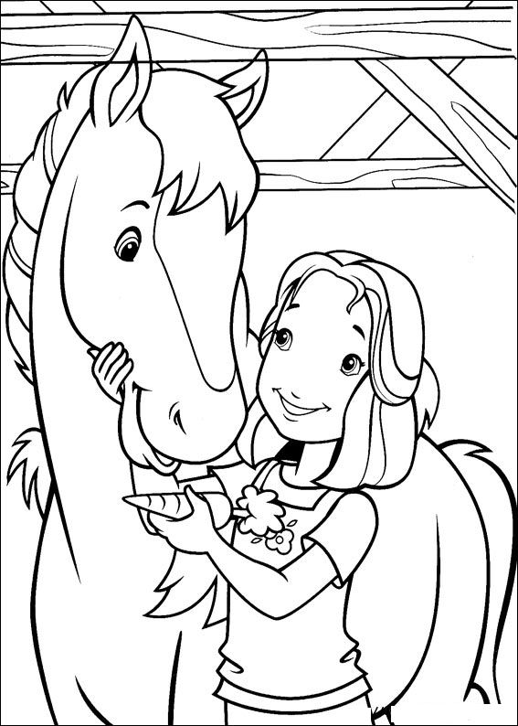 Print Hollie en haar paard kleurplaat
